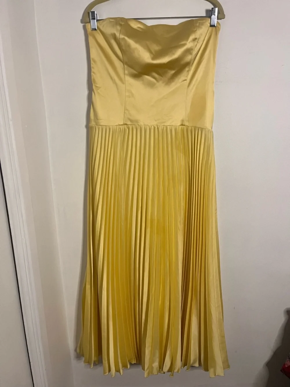 Abercrombie & Fitch Giselle Strapless Drop-Waist Maxi Dress in Butter Yellow
